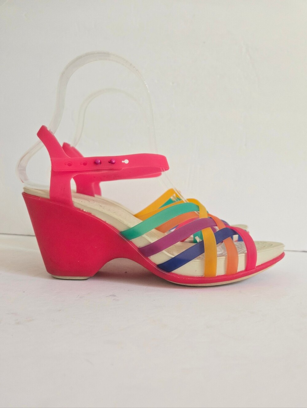 Crocs Jelly Huarache Multicolor Heeled Wedge Sandals Size 7